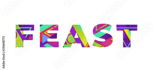 Feast Concept Retro Colorful Word Art Illustration