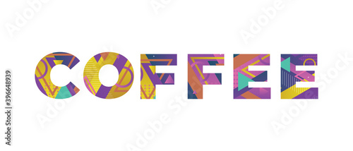 Coffee Concept Retro Colorful Word Art Illustration
