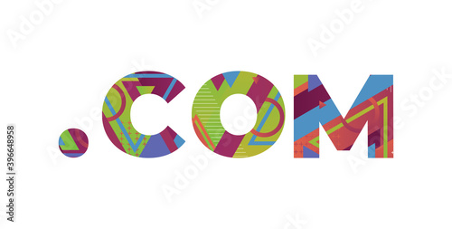 Dot Com Concept Retro Colorful Word Art Illustration