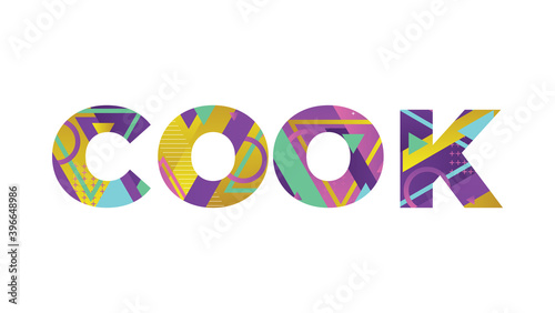 Cook Concept Retro Colorful Word Art Illustration