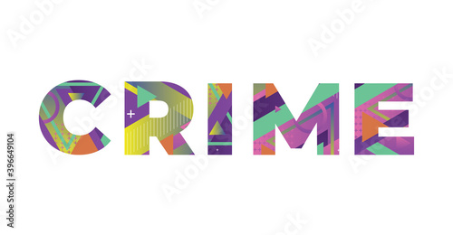 Crime Concept Retro Colorful Word Art Illustration