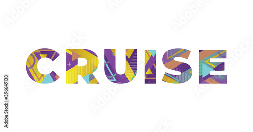 Cruise Concept Retro Colorful Word Art Illustration