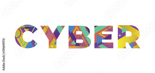 Cyber Concept Retro Colorful Word Art Illustration