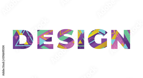 Design Concept Retro Colorful Word Art Illustration