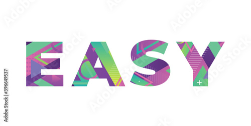 Easy Concept Retro Colorful Word Art Illustration