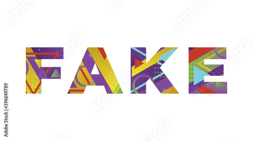 Fake Concept Retro Colorful Word Art Illustration