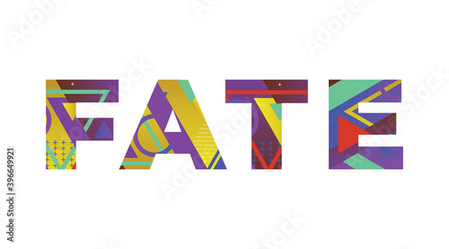 Fate Concept Retro Colorful Word Art Illustration