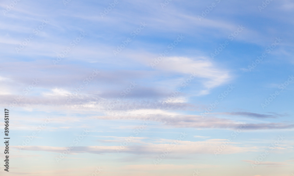 White clouds in blue sky, background photo texture