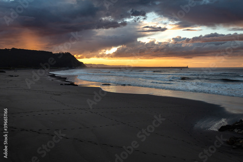Sunset on a beach in Asturias.