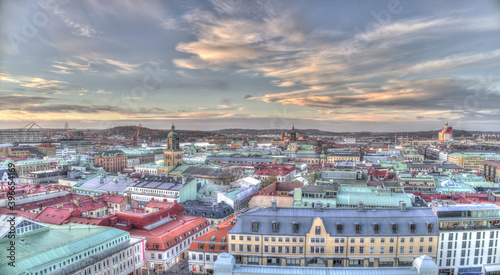 The skyline of central Gothenburg in Sweden.