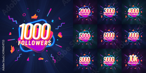 Collection of numbers for followers vector illustration. Set of icons with numbers for Celebrate of followers isolated design elements