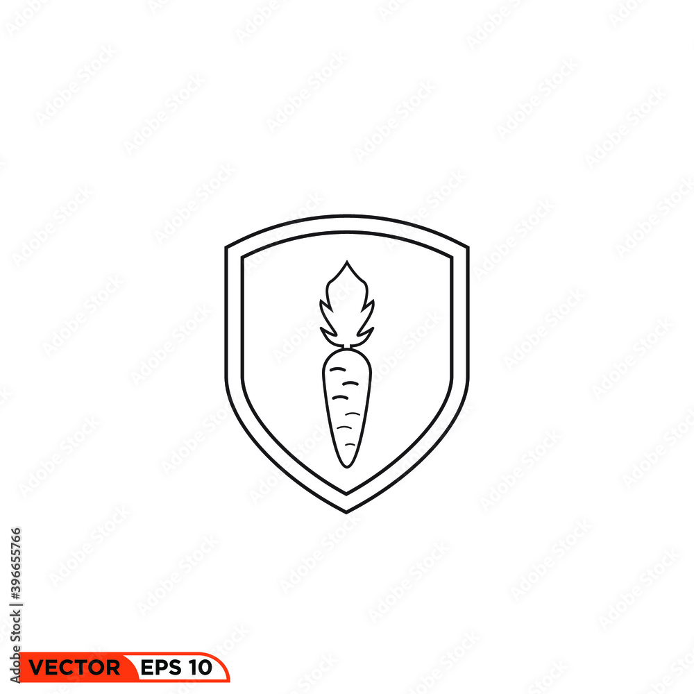 Icon vector graphic of Carrot Protection, shield carrot, good for template Icon vector graphic of Carrot Protection, shield carrot, good for template