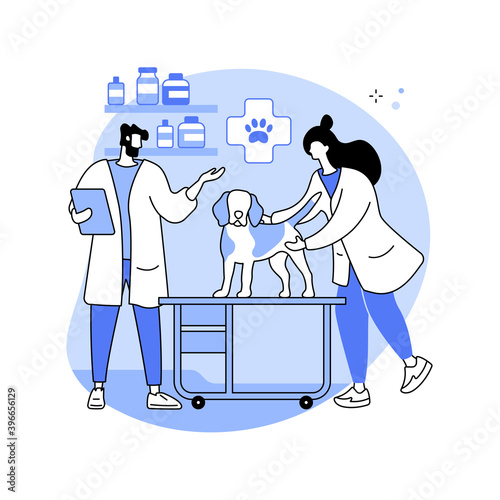 Vet clinic abstract concept vector illustration. Vet hospital, surgery, vaccination services, animal clinic, pets medical care, veterinary service, diagnostic equipment abstract metaphor.