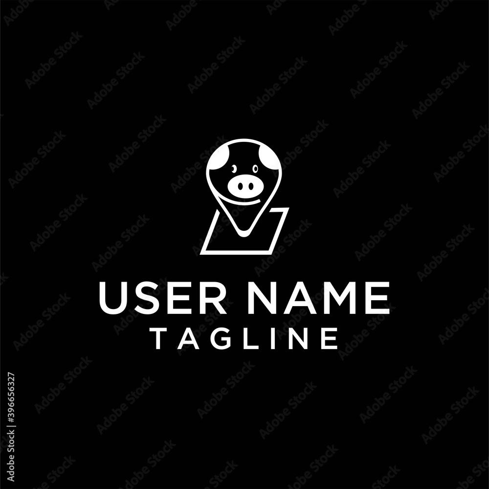 map logo concept with a unique pig, creative, simple map logo concept with a unique pig, creative, simple