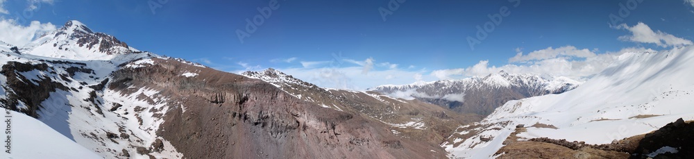 Panorama while climbing the peak of Kazbegi