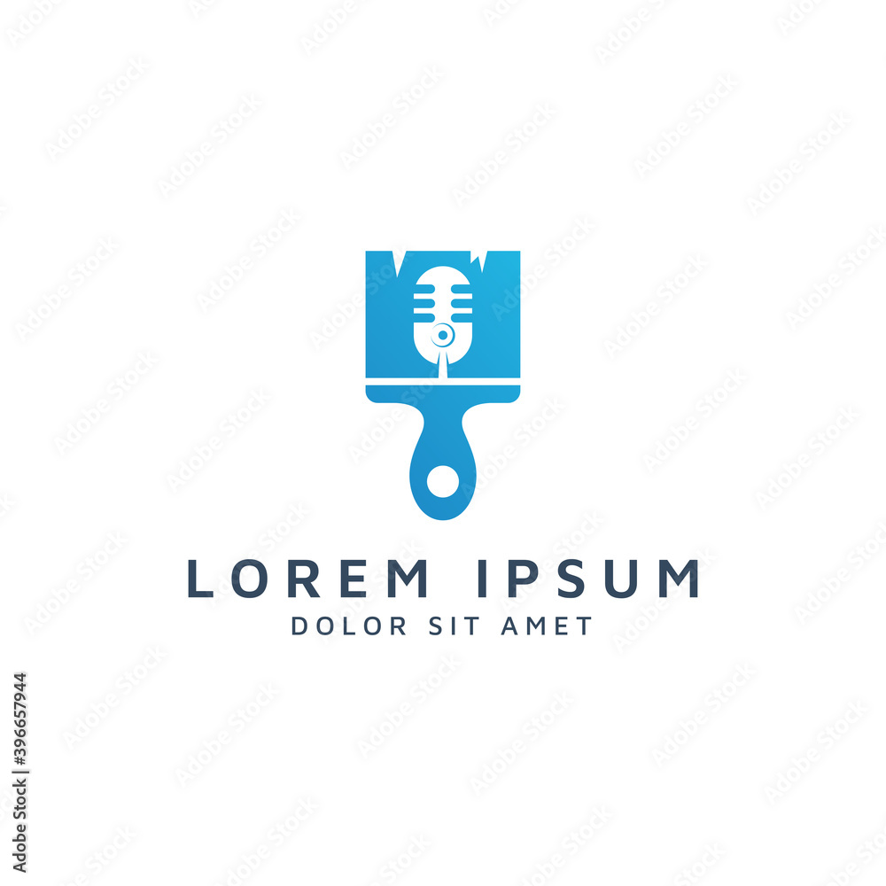 paint and microphone negative space logo design paint and microphone negative space logo design
