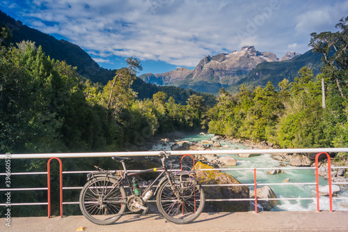 White river at Hornopirén, Hualaihué, Los Lagos, Chile.