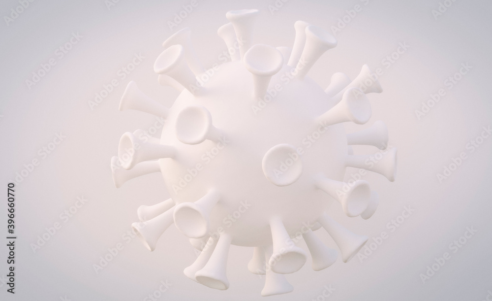 White virus on a white background - 3D illustration White virus on a white background - 3D illustration
