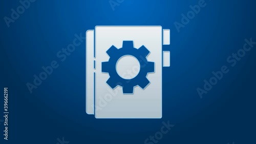 White line User manual icon isolated on blue background. User guide book. Instruction sign. Read before use. 4K Video motion graphic animation.