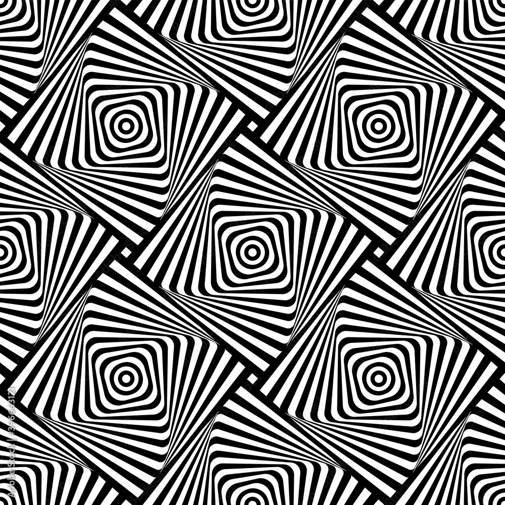 Abstract seamless geometric op art pattern.