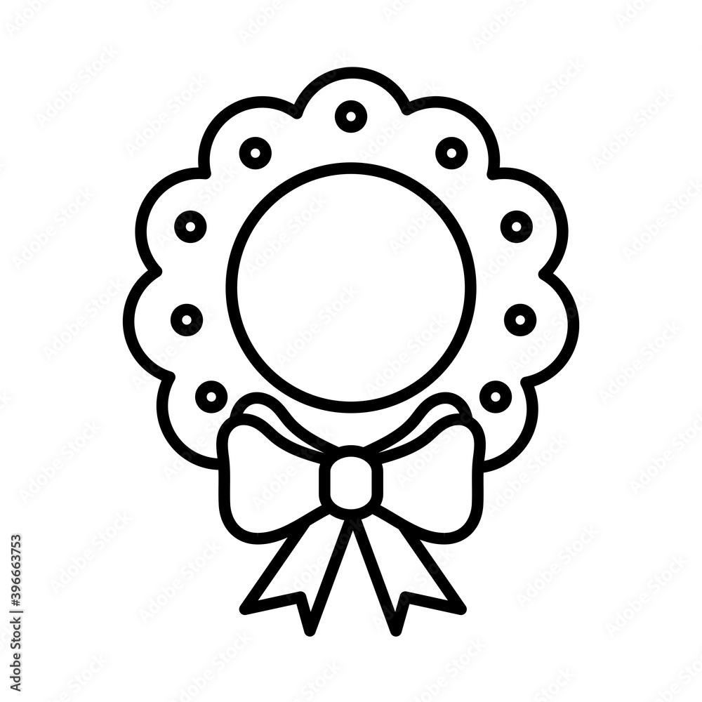 happy merry christmas wreath crown with bow line style icon vector illustration design happy merry christmas wreath crown with bow line style icon vector illustration design
