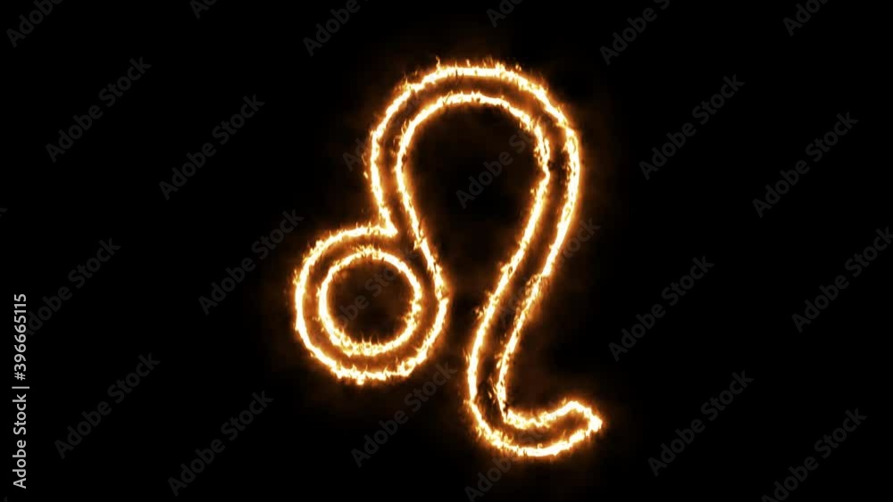Aries the Lion Zodiac Signs Leo on fire loop animation. flame video 4K Aries the Lion Zodiac Signs Leo on fire loop animation. flame video 4K