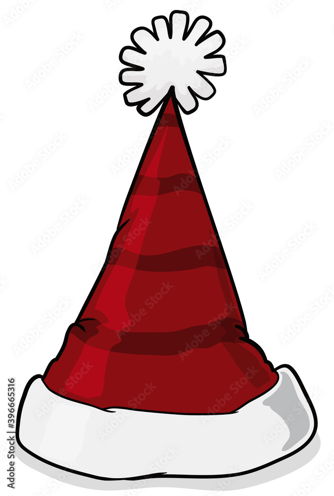 Pointy Santa's Beanie with Pompom ready for Xmas Celebration, Vector Illustration Pointy Santa's Beanie with Pompom ready for Xmas Celebration, Vector Illustration