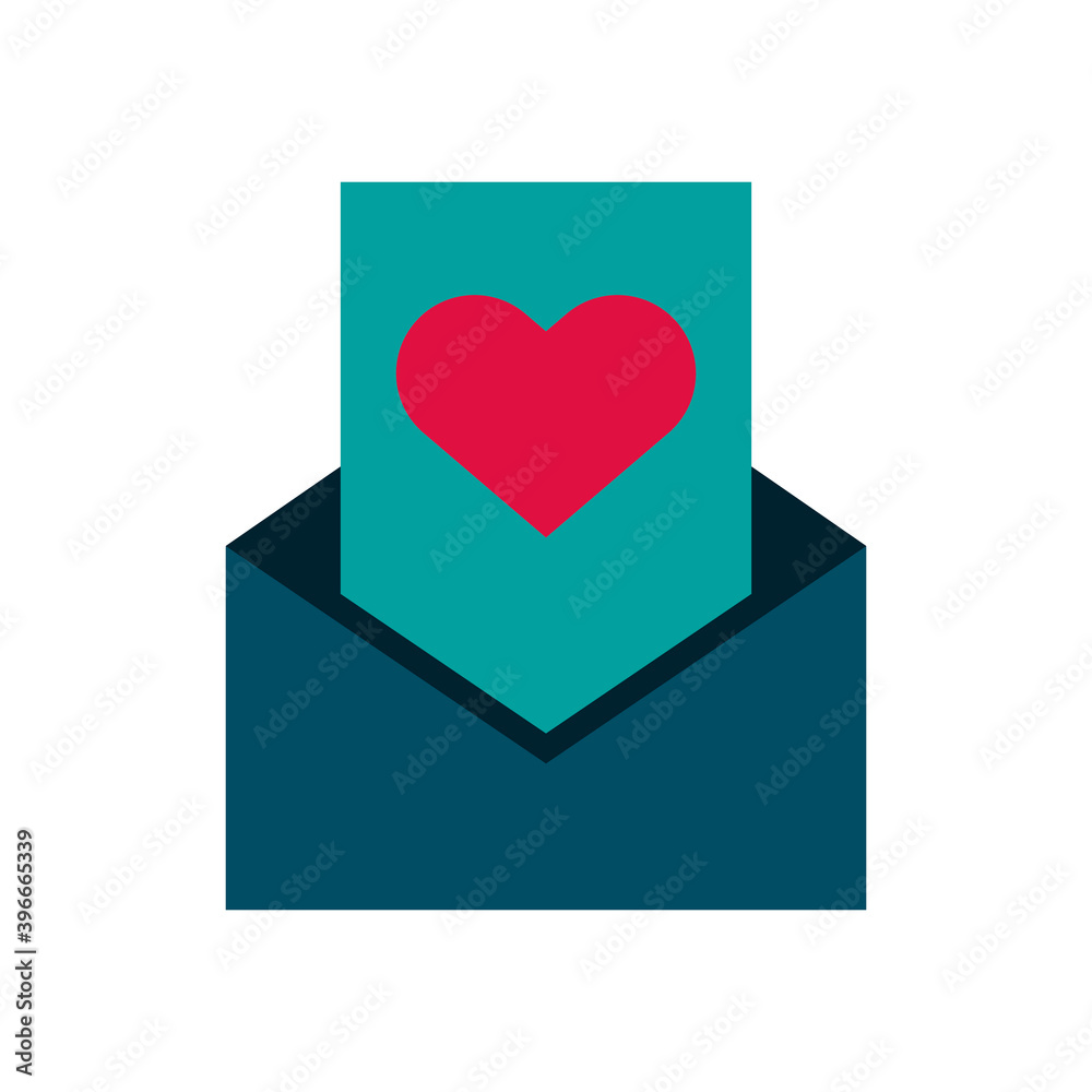 envelope with heart love flat style icon envelope with heart love flat style icon