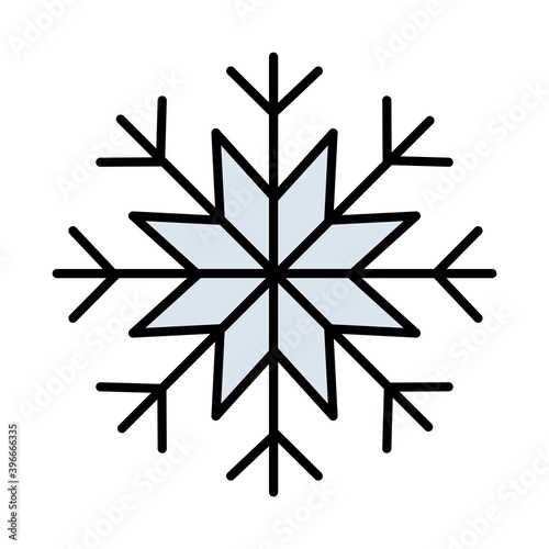 happy merry christmas snowflake line and fill style icon vector illustration design