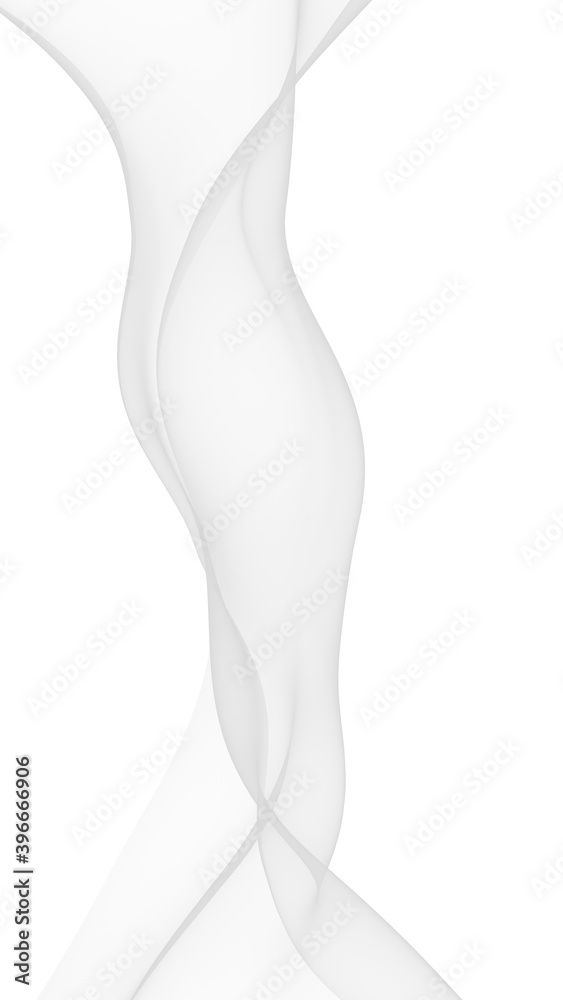 White abstract background. Fluttering white scarf. Waving on wind white fubric. 3D illustration White abstract background. Fluttering white scarf. Waving on wind white fubric. 3D illustration