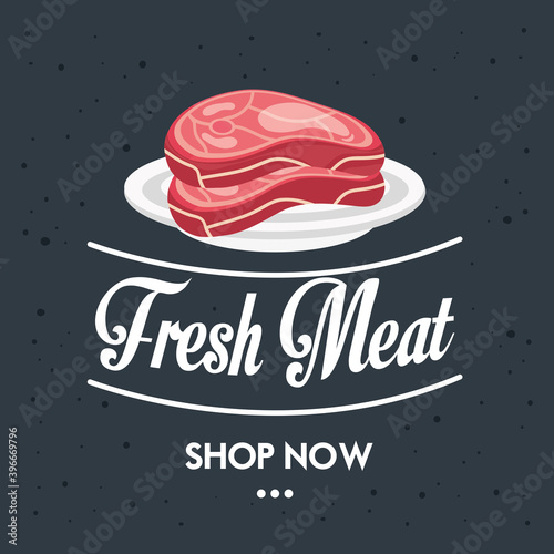 delicious fresh diced beef butchery product in dish vector illustration design