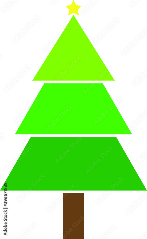Simple cartoon hand drawn vector Christmas tree with ornaments Simple cartoon hand drawn vector Christmas tree with ornaments