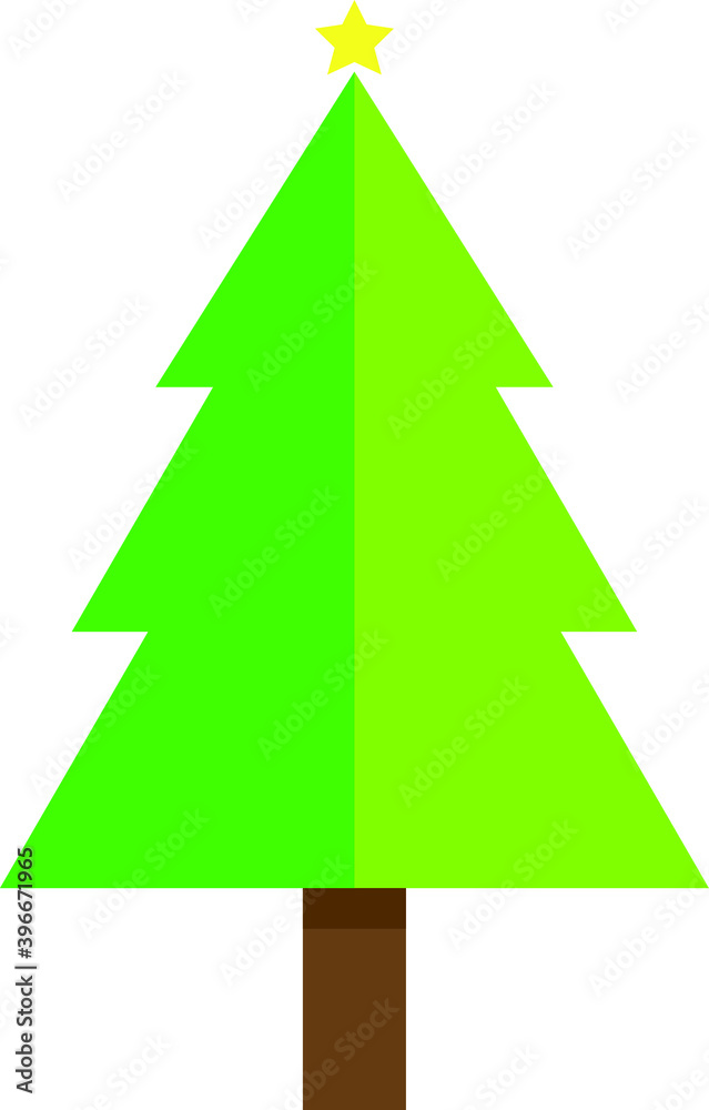 Simple cartoon hand drawn vector Christmas tree with ornaments