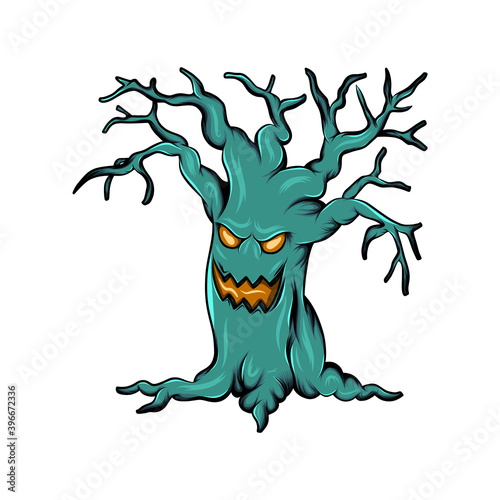 The monster tree with the face in the trunk and without the leaves