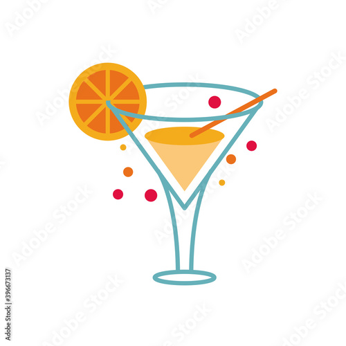 cocktail cup with orange flat style icon