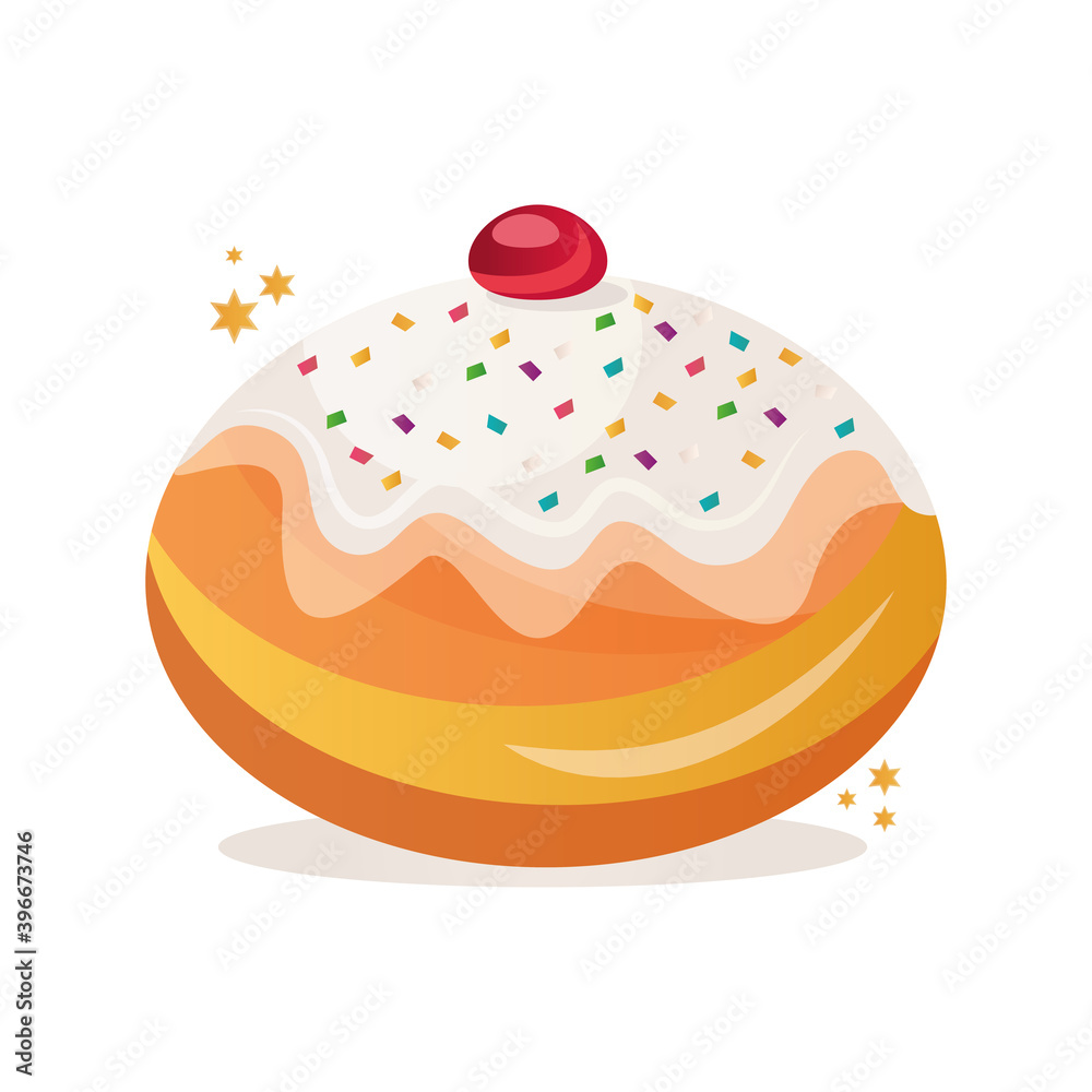 jewish sweet donut with cherry delicious icon vector illustration design jewish sweet donut with cherry delicious icon vector illustration design