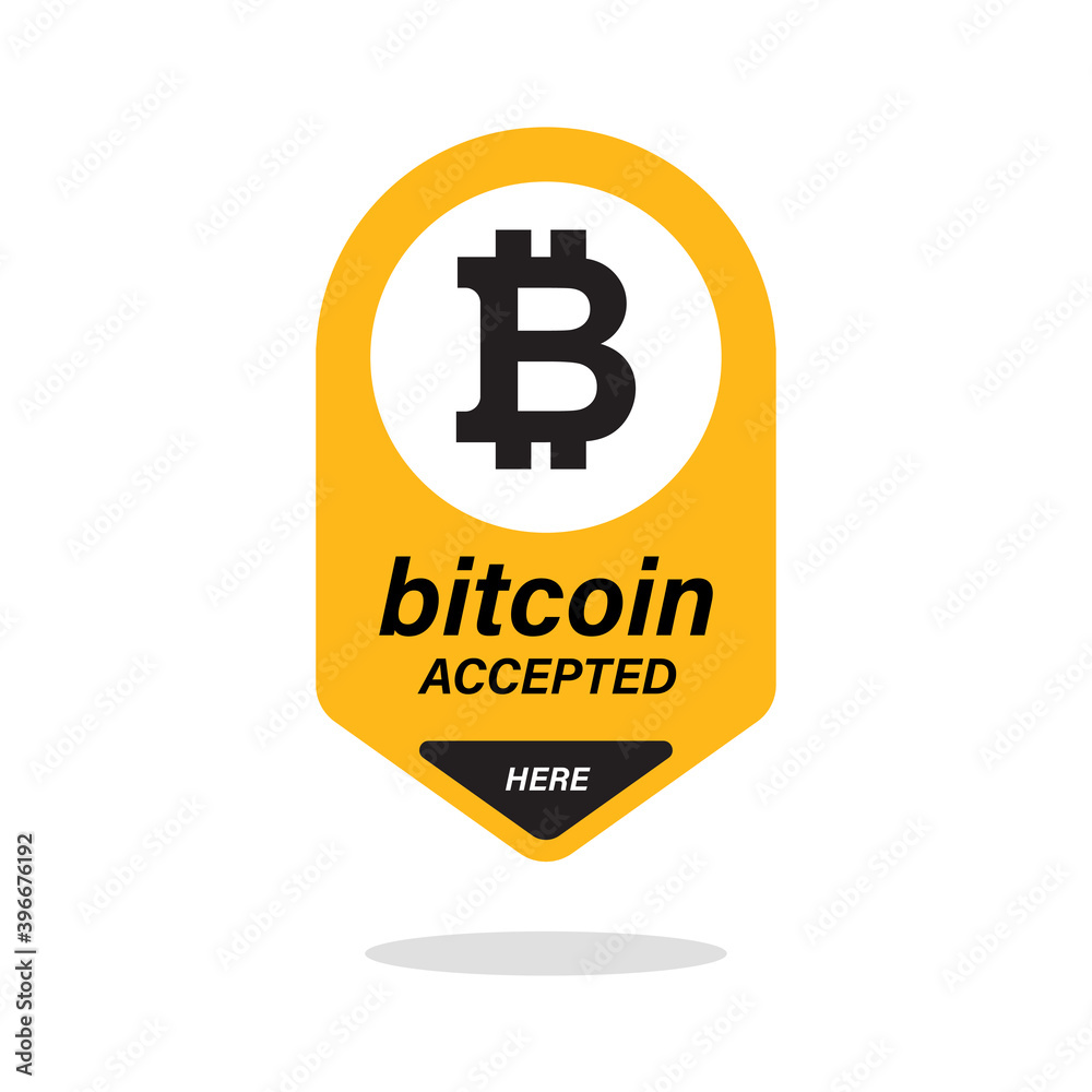 Bitcoin accepted here sign isolated on white background vector illustration. Bitcoin accepted here sign isolated on white background vector illustration.
