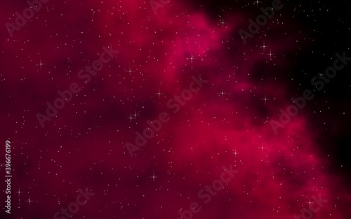 Colorful and beautiful space background. Outer space. Starry outer space texture. Templates, red background. 3D illustration