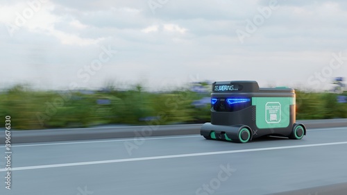 Delivery Robot Food delivery robots may serve homes in near future. AGV intelligent robot.