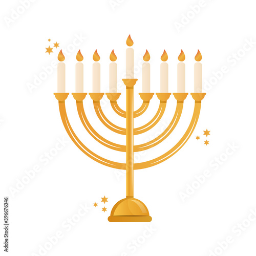 golden chandelier decorative with candles isolated icon vector illustration design