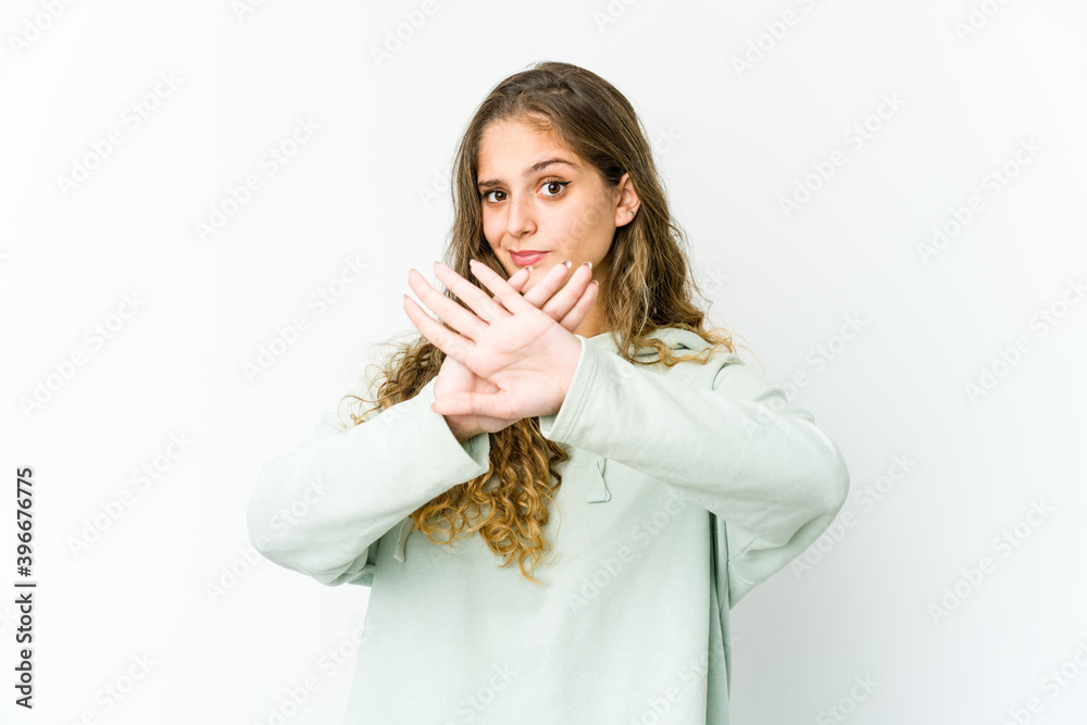 Young caucasian woman doing a denial gesture Young caucasian woman doing a denial gesture