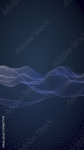 Abstract landscape on a blue background. Cyberspace grid. hi tech network. 3d technology illustration. 3D illustration © Plastic man