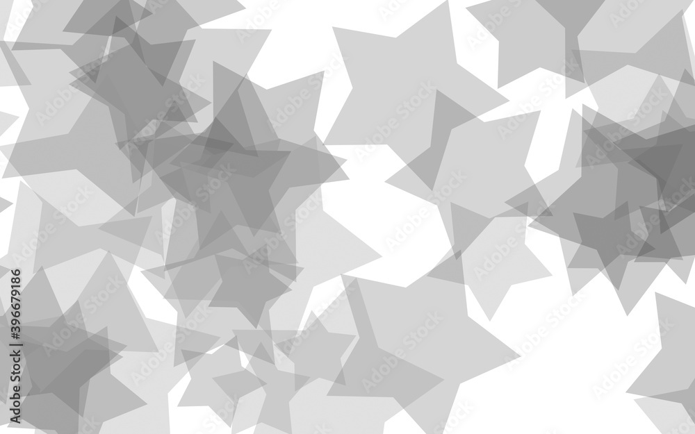 Gray translucent stars on a white background. Gray tones. 3D illustration Gray translucent stars on a white background. Gray tones. 3D illustration