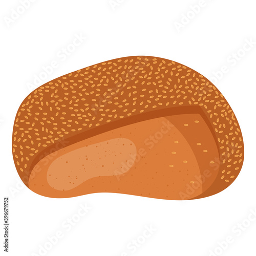 sweet bread with sesame delicious pastry product icon vector illustration design