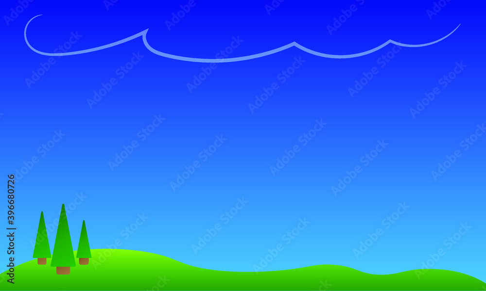 Obraz premium illustration of a landscape with mountains and blue sky