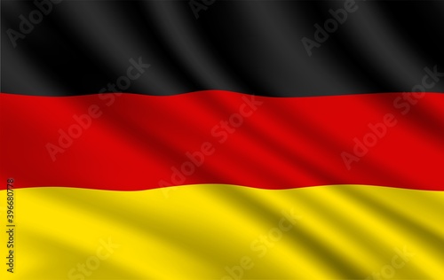 Germany flag  German country national vector identity. Foreign language learning  international business or travel symbol  realistic 3d waving European State flag  black  red and yellow stripes colors