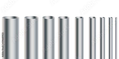 Metal cylinders  great design for any purposes. Chrome texture. Metal gradient. Metallic collection. Stock image. EPS 10.