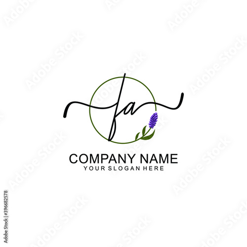 Initial FA Handwriting, Wedding Monogram Logo Design, Modern Minimalistic and Floral templates for Invitation cards