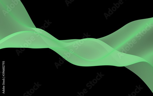 Abstract wave. Scarf. Bright ribbon on black background. Abstract smoke. Raster air background. 3D illustration