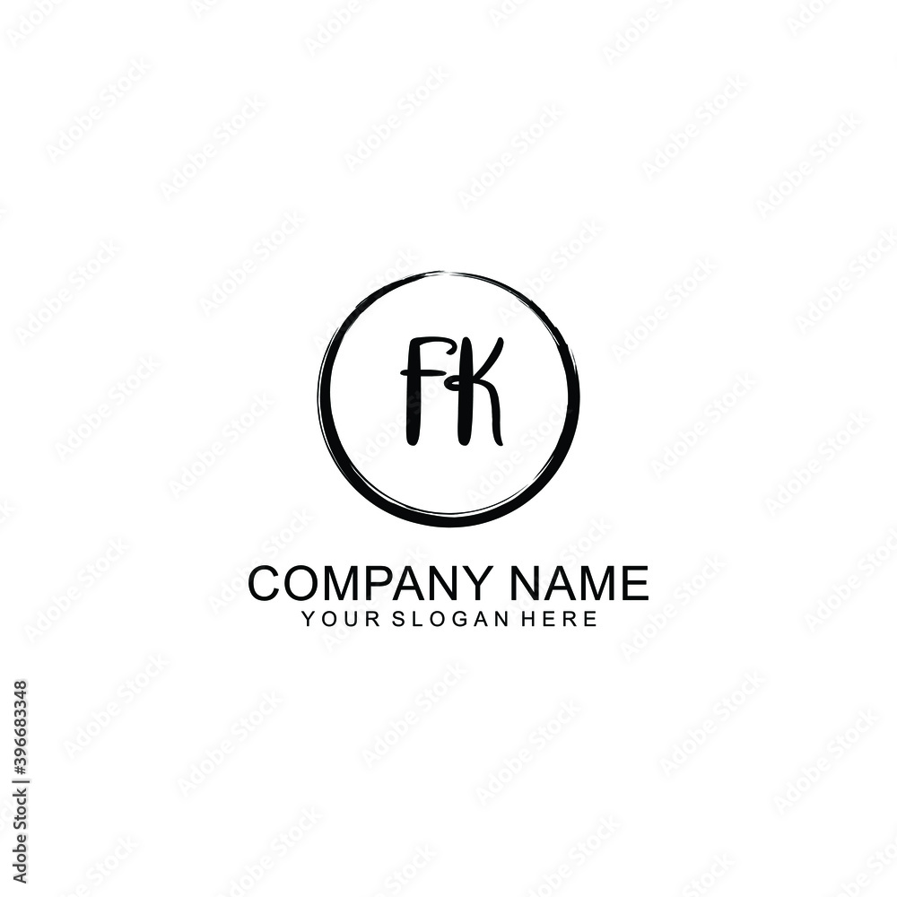 Initial FK Handwriting, Wedding Monogram Logo Design, Modern Minimalistic and Floral templates for Invitation cards